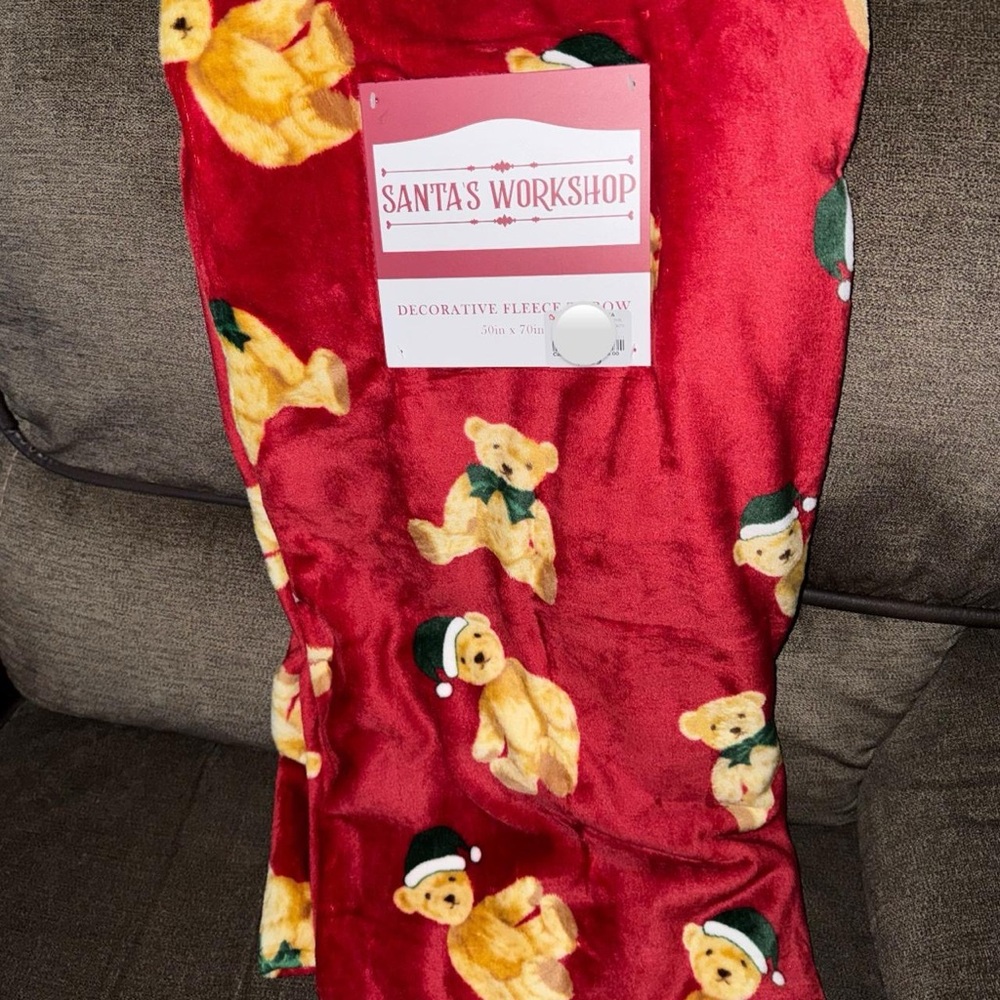 Red Bear Holiday Throw Blanket